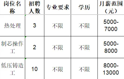 山东国岳金刚石制品有限公司招聘热处理,制芯操作工,低压铸造工