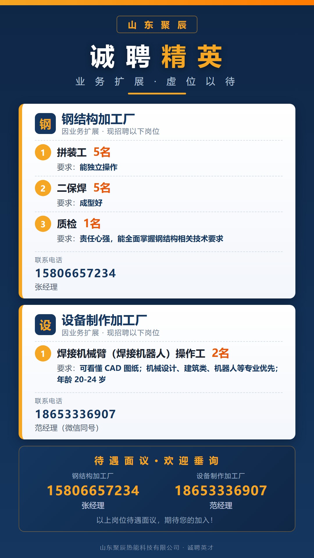 山东聚辰热能科技有限公司招聘人才信息